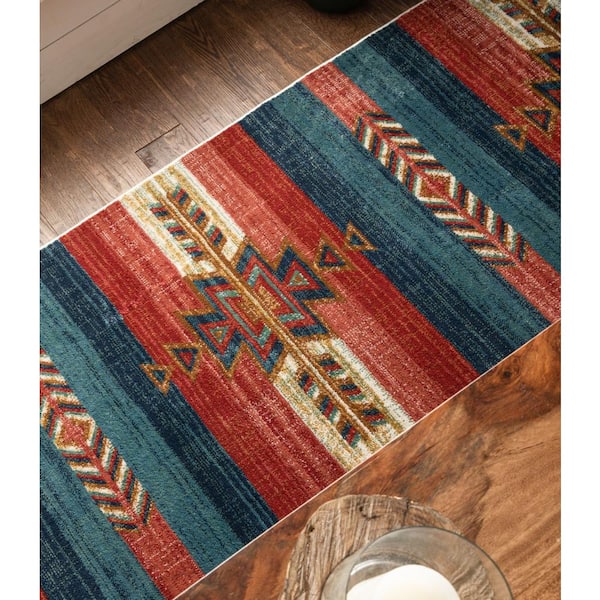 Tulsa Dustin Southwestern Tribal Medallion Crimson 2 ft. 7 in. x 9 ft. 10 in. Runner Rug