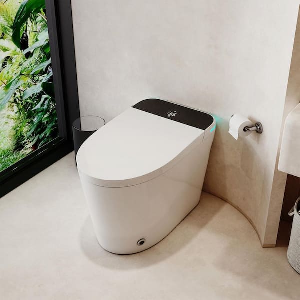 CASAINC Elongated Smart Bidet Toilet with Auto Open/Close Seat, Heated Seat, Foot Sensor, Warm Water & Dryer - 1.28 GPF, White