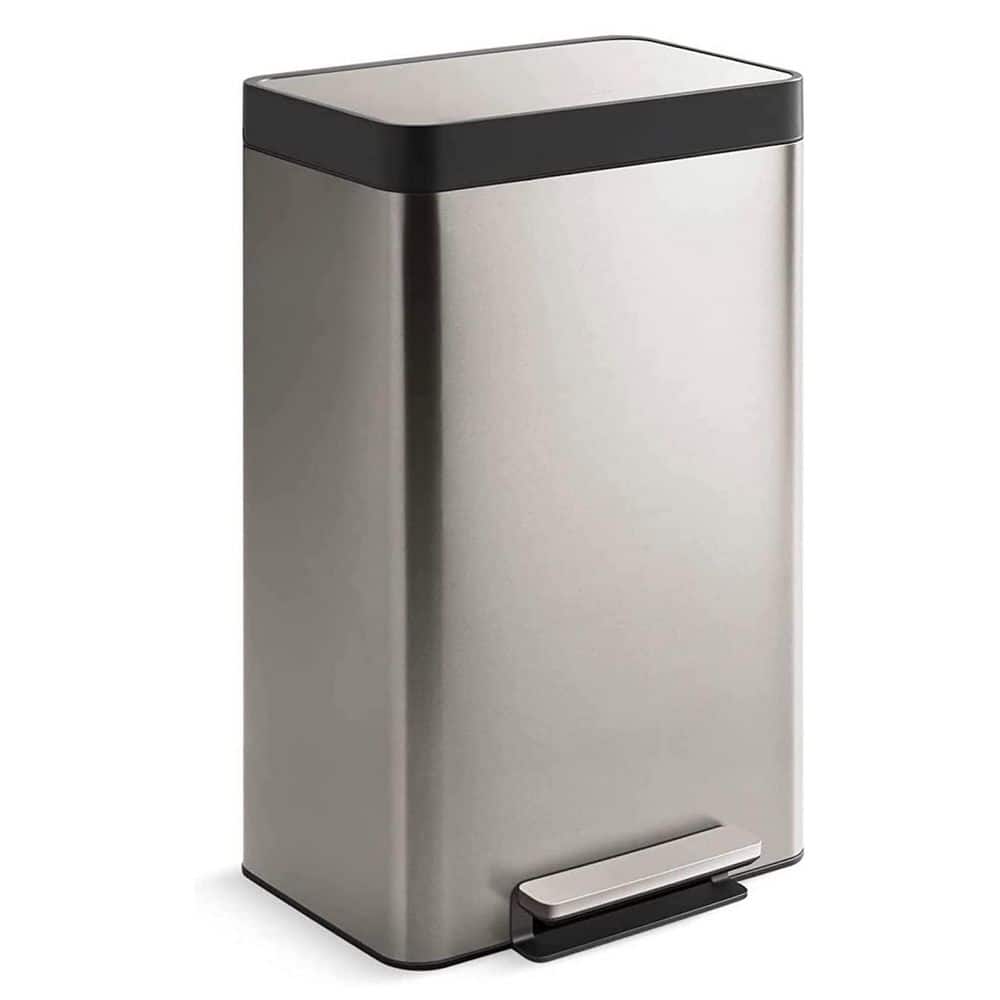 ELLO&ALLO 30 Liter 8 Gallon Touchless Rectangular Automatic Motion Sensor Trash Can for Kitchen, Brushed Stainless Steel Finish
