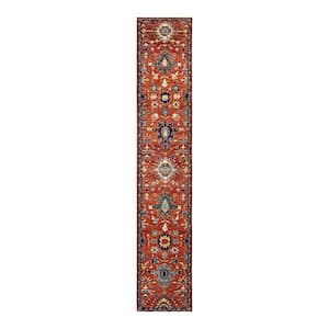 Serapi One-of-a-Kind Traditional Orange 2 ft. x 14 ft. Runner Hand Knotted Tribal Area Rug