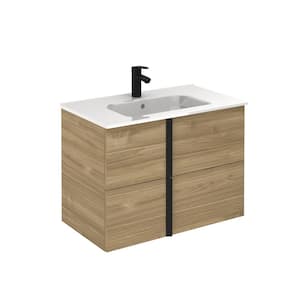 Onix 32 in. W x 18 in. D x 23 in. H. Vanity Toffee Walnut with Vanity Top in White with Basin