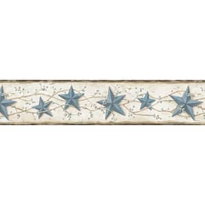 June Blue Heritage Tin Star Blue Wallpaper Border Sample