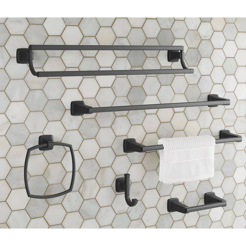 Townsend Matte Black 24-Inch Double Wall Mounted Towel Bar