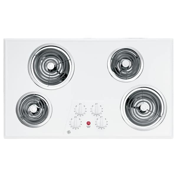 GE 36 in. Coil Electric Cooktop in White with 4 Elements