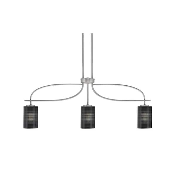 Unbranded Olympia 14 in. 3-Light Chandelier Graphite Black Matrix Glass Shade