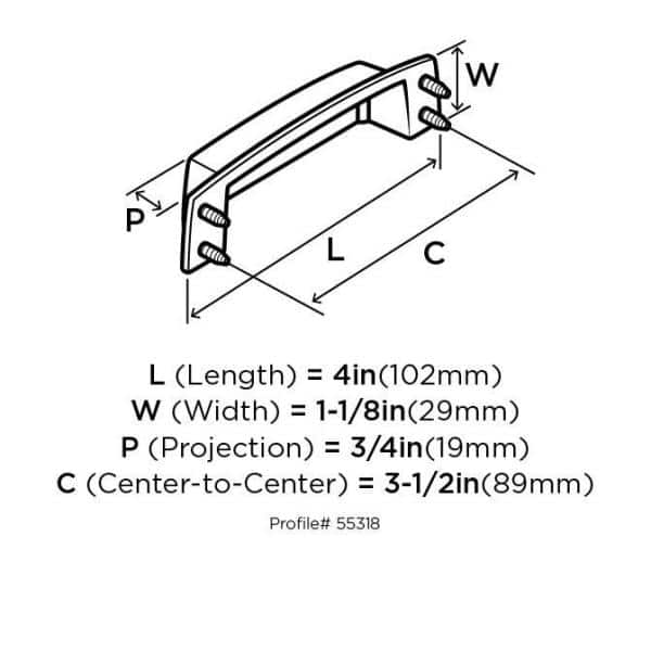 Polished Nickel 3-1/2" Cabinet Cup Pull with Mounting Hardware