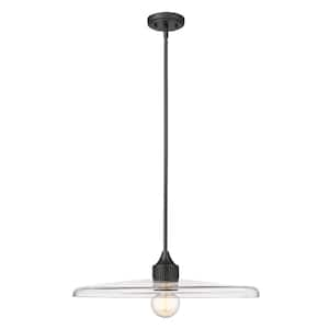 Paloma 1-Light Matte Black Island Pendant Light with Glass Shade