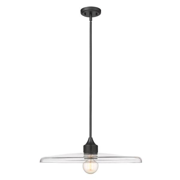 Paloma 1Light Matte Black Island Pendant Light with Glass Shade 821P24