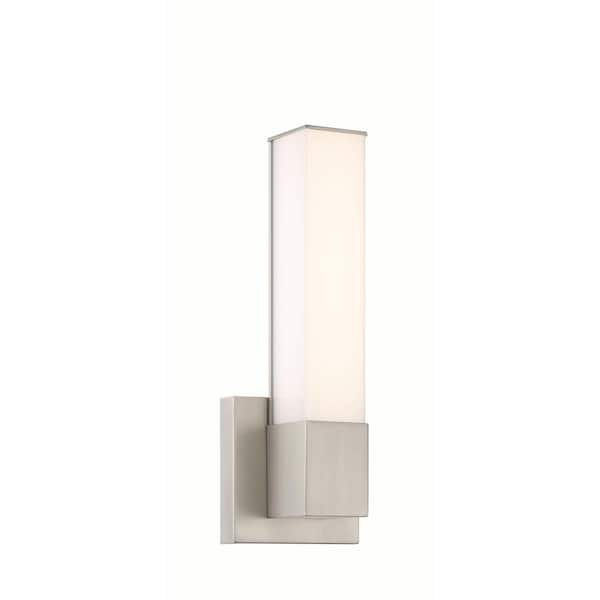 Minka Lavery Vantage 5 in. 1-Light Brushed Nickel LED Vanity Light Bar with White Acrylic Shade