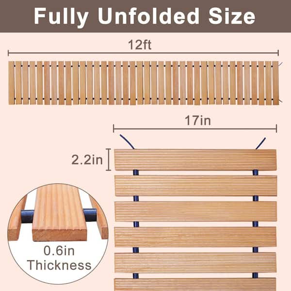 144 in. x 17 in. Garden Wooden Pathway, Outdoor Roll Out Patio Path, Decorative Garden Boardwalk Wood Road Floor
