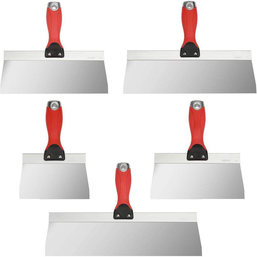 5-Piece Stainless Steel Drywall Knife Set with Ergonomic Handles for Taping, Finishing, Patching, Includes 6-14 price history on PriceWatchPro