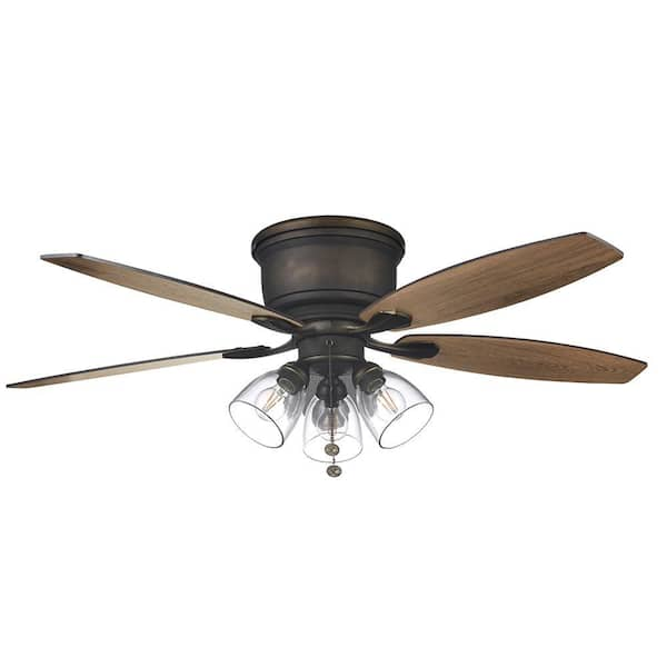 Stoneridge 52 in. Indoor LED Bronze Hugger Ceiling Fan with Light Kit, 5 Reversible Blades and Reversible Motor