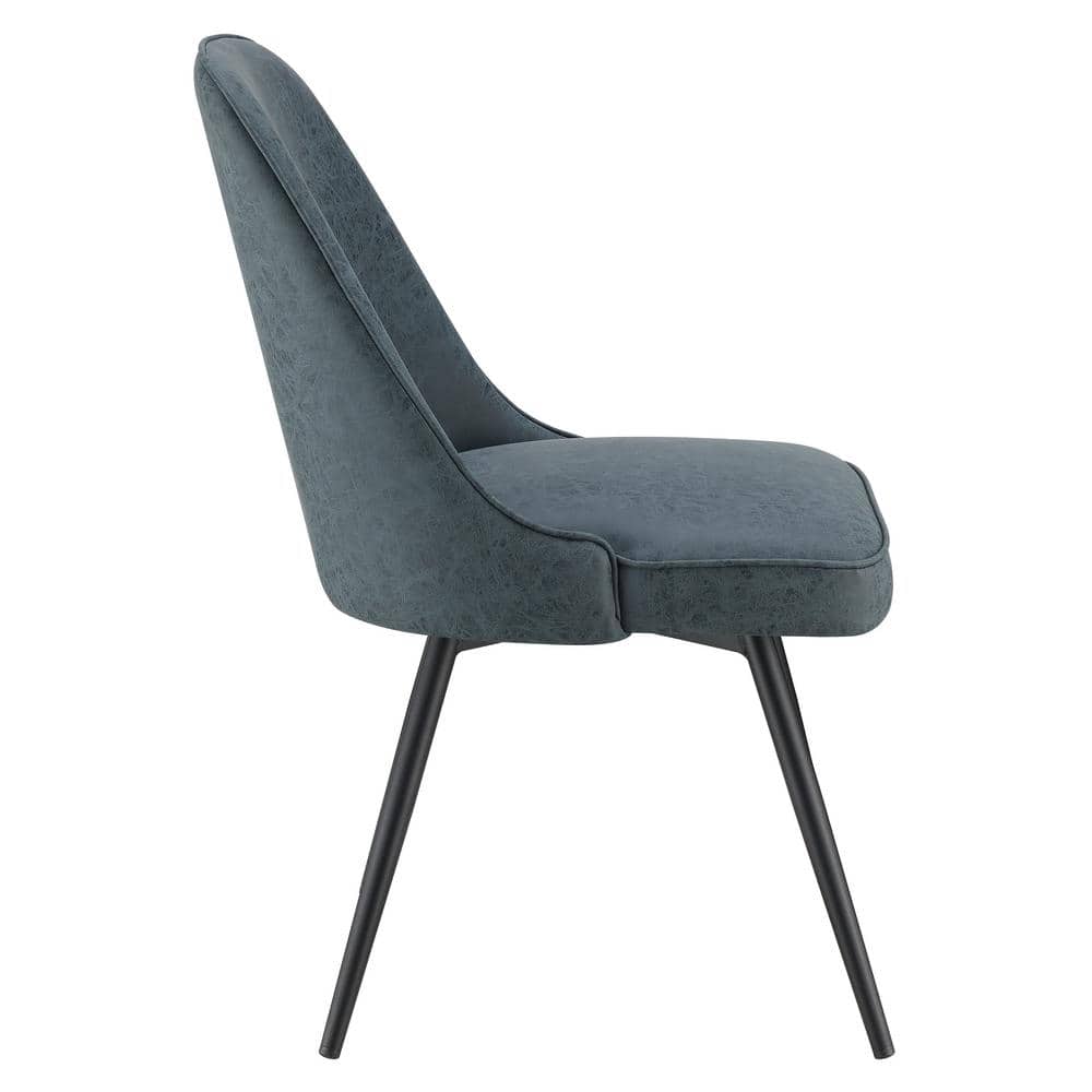 Navy Faux Leather Upholstered Parsons Side Chair with Swivel Seat