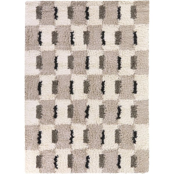 Hammes Taupe 5 ft. 3 in. x 7 ft. Checkered Area Rug