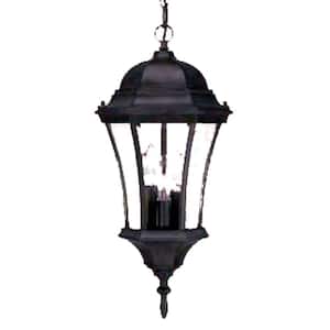 Brynmawr Collection 3-Light Outdoor Matte Black Hanging Lantern Light Fixture