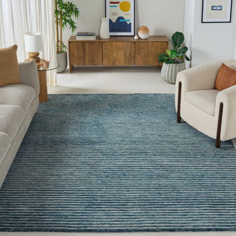 Ebony 9 ft. x 12 ft. Blue Striped Area Rug price history on PriceWatchPro