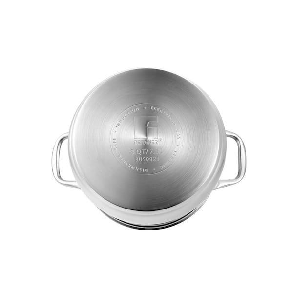 BERGNER 8 qt. Stainless Steel Dutch Oven with Lid BGUS10108STS - The Home  Depot