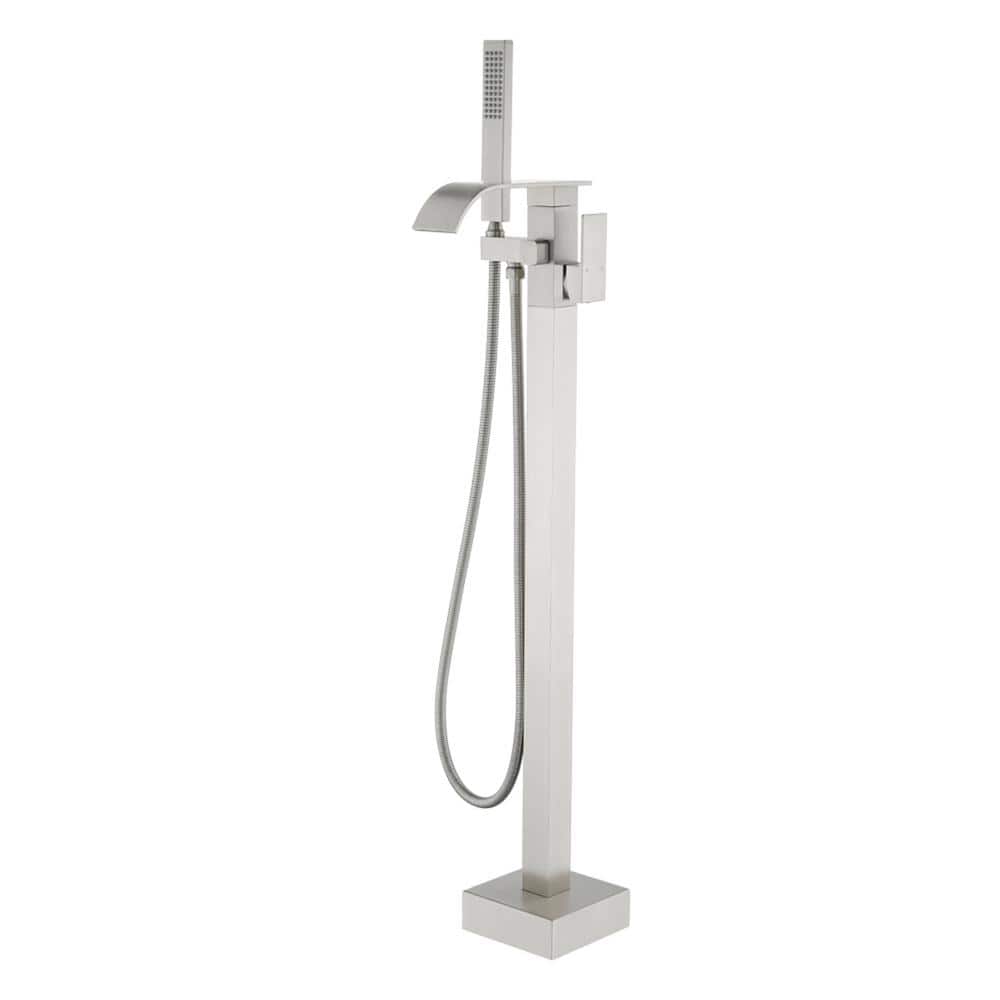 Single-Handle Claw Foot Freestanding Tub Faucet with Hand Shower in Brushed