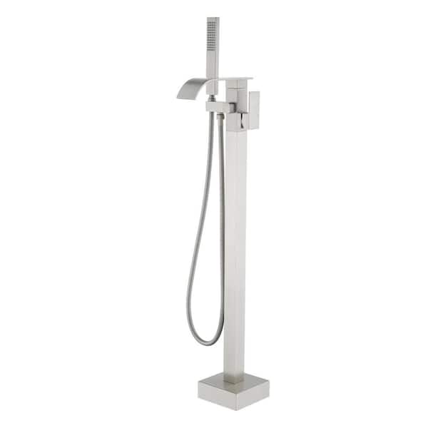 Unbranded Single-Handle Claw Foot Freestanding Tub Faucet with Hand Shower in Brushed Nickel
