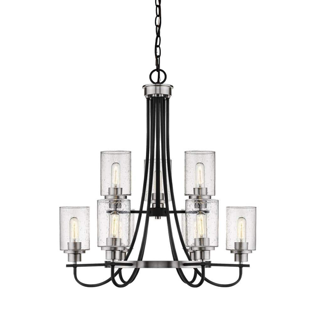 Millennium Lighting 9-Lights 28.5 in. Matte Black/Brushed Nickel Chandelier