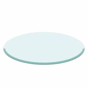 24 in. Round 0.47 in. Thick Tempered Glass Table Top with Beveled Polished Edge, Clear