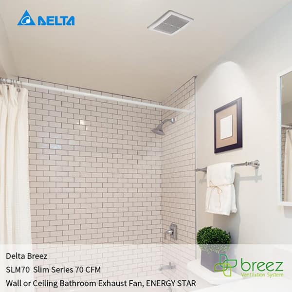 Slim Series 70 CFM Wall or Ceiling Bathroom Exhaust Fan, ENERGY STAR