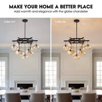 WDETR 11-Light Dimmable Sputnik Black Modern Bubble Cluster Molecular Chandelier with Shades for Living Room Kitchen Island SPM-011BB-11A