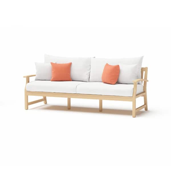 RST BRANDS Kooper 76in Wood Outdoor Sofa with Sunbrella Cast Coral Cushions