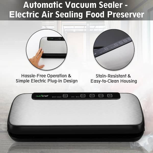 Buy Vacuum Sealer by NutriChef, Automatic Vacuum Air Sealing System for  Food Preservation w/Starter Kit, Compact Design, Lab Tested, Dry & Moist  Food Modes