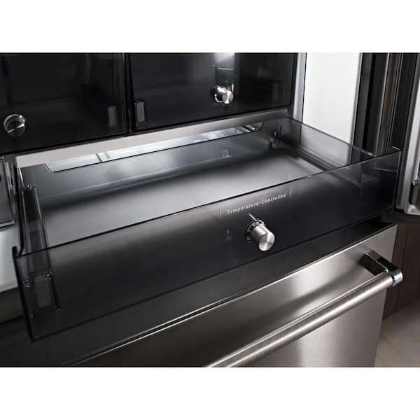 https://images.thdstatic.com/productImages/587b90e1-17c4-442e-aea1-535e5b1c987e/svn/black-stainless-with-printshield-finish-kitchenaid-french-door-refrigerators-krfc704fbs-76_600.jpg