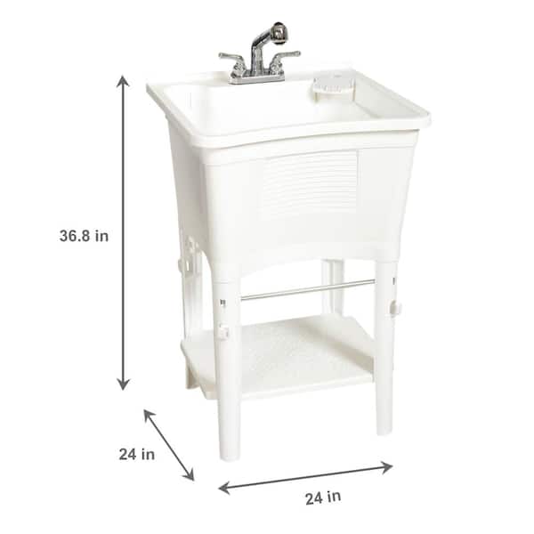 Glacier Bay 24.1 in. Laundry Sink Work Center with Pull-Out Faucet