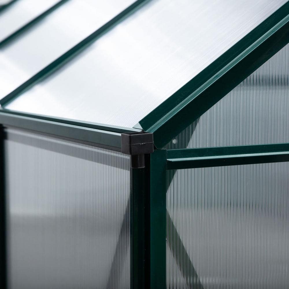 Dark Green Aluminum Polycarbonate Walk-In Greenhouse with Vent
