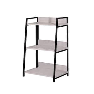 37 in. Natural and Black Metal 3- Shelf Accent Bookcase