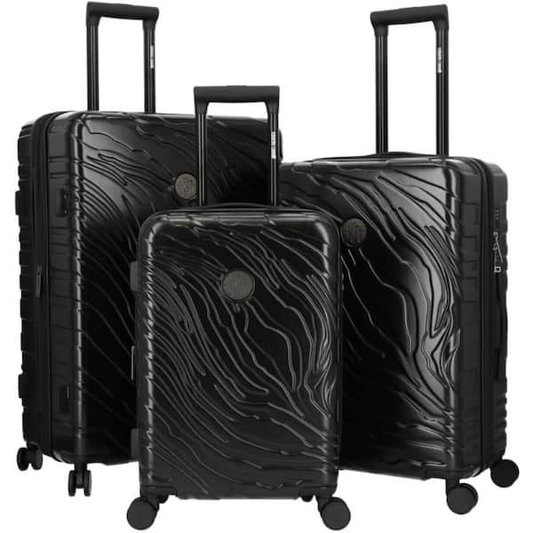 J&V TEXTILES Roberto Cavalli Luxury 3-Piece Black Expandable Hard Shell with 8-Spinner Wheels Luggage Set
