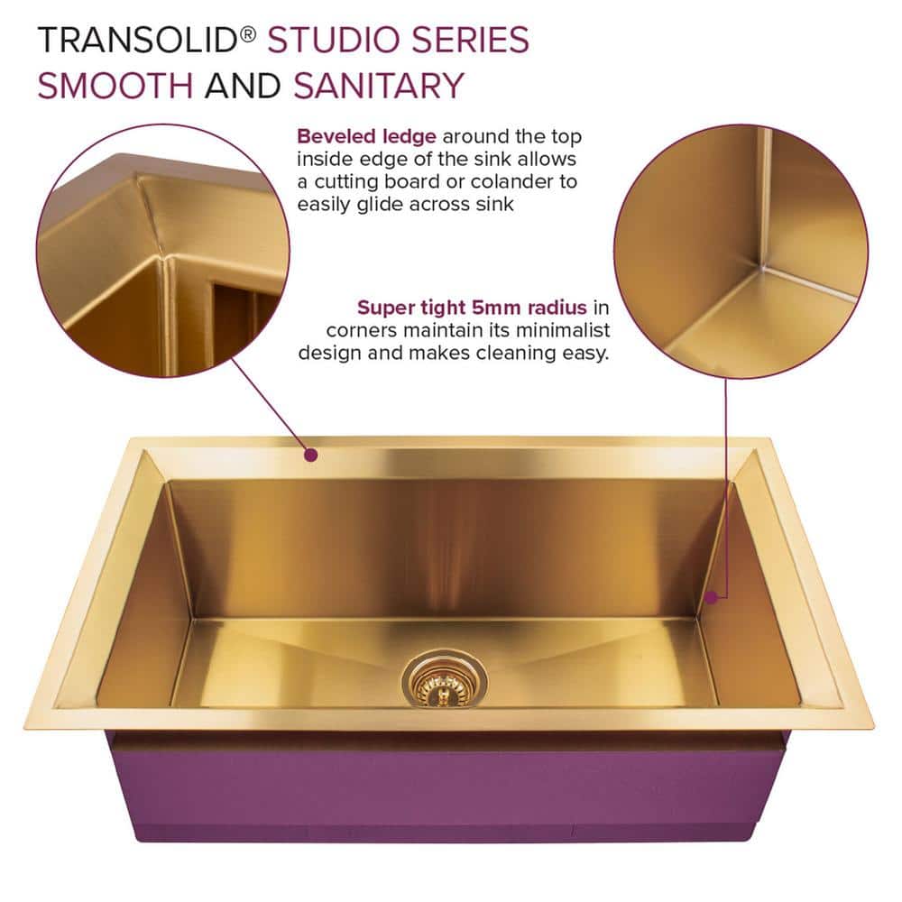 Gold Stainless Steel Single Bowl Undermount Kitchen Sink