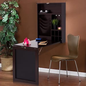 23.6 in. Brown Wall Mounted Floating Table Convertible Desk