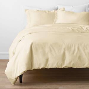 Legends Hotel Pale Yellow Solid Oversized Queen Egyptian Cotton Sateen Duvet Cover