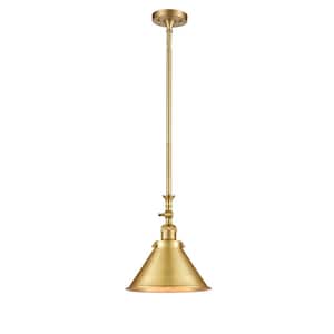 Briarcliff 1-Light Satin Gold Cone Pendant Light with Satin Gold Metal Shade