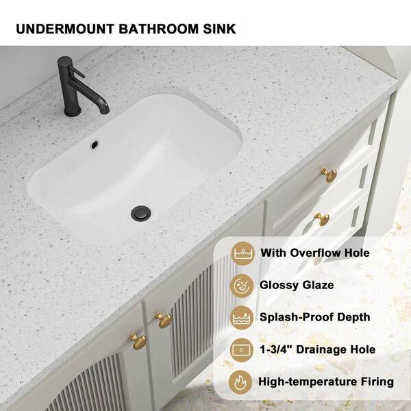 Logmey 22 in. x 15 in. Rectangular Vitreous China Undermount