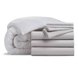 8-Piece Silver Solid Color Microfiber Full Bed in a Bag
