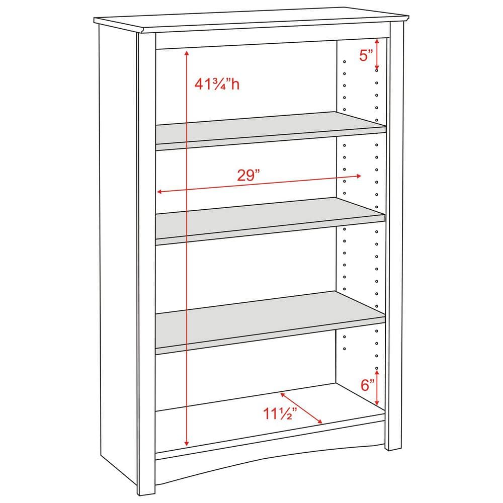 Transitional White Lacquered 4-Shelf Adjustable Bookcase