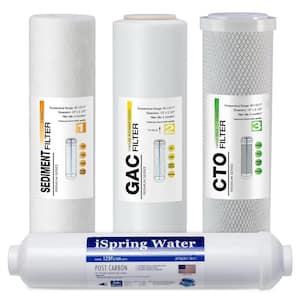 RO System 6-Month Supply Replacement Water Filter Cartridges Pack of 4 Filters, Sediment, CTO, GAC and Post-Carbon