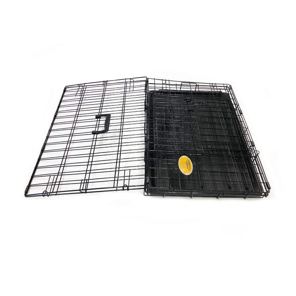 Medium Black Vinyl Coated Steel Double Door Dog Crate