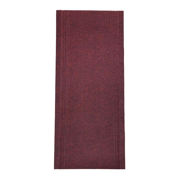 Custom Tracker Indoor/Outdoor Hallway Runner Rug 3 ft. W x 25 ft. L Burgundy Polyester Garage Flooring