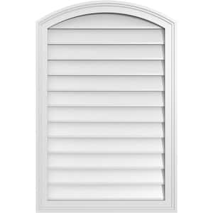 24 in. x 36 in. Arch Top Surface Mount PVC Gable Vent: Functional with Brickmould Frame