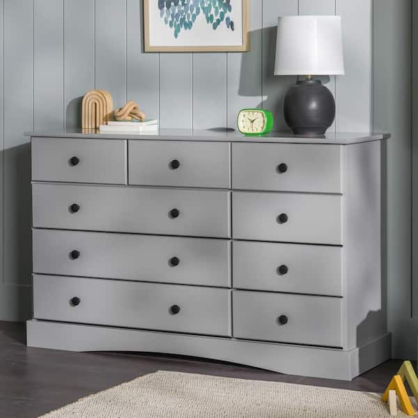 Welwick Designs Grey Solid Wood, Solid Wood Dark Grey Dresser
