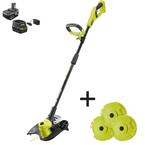 ONE+ 18V 13 in. Cordless Battery String Trimmer/Edger with Extra 3-Pack of Spools, 4.0 Ah Battery and Charger
