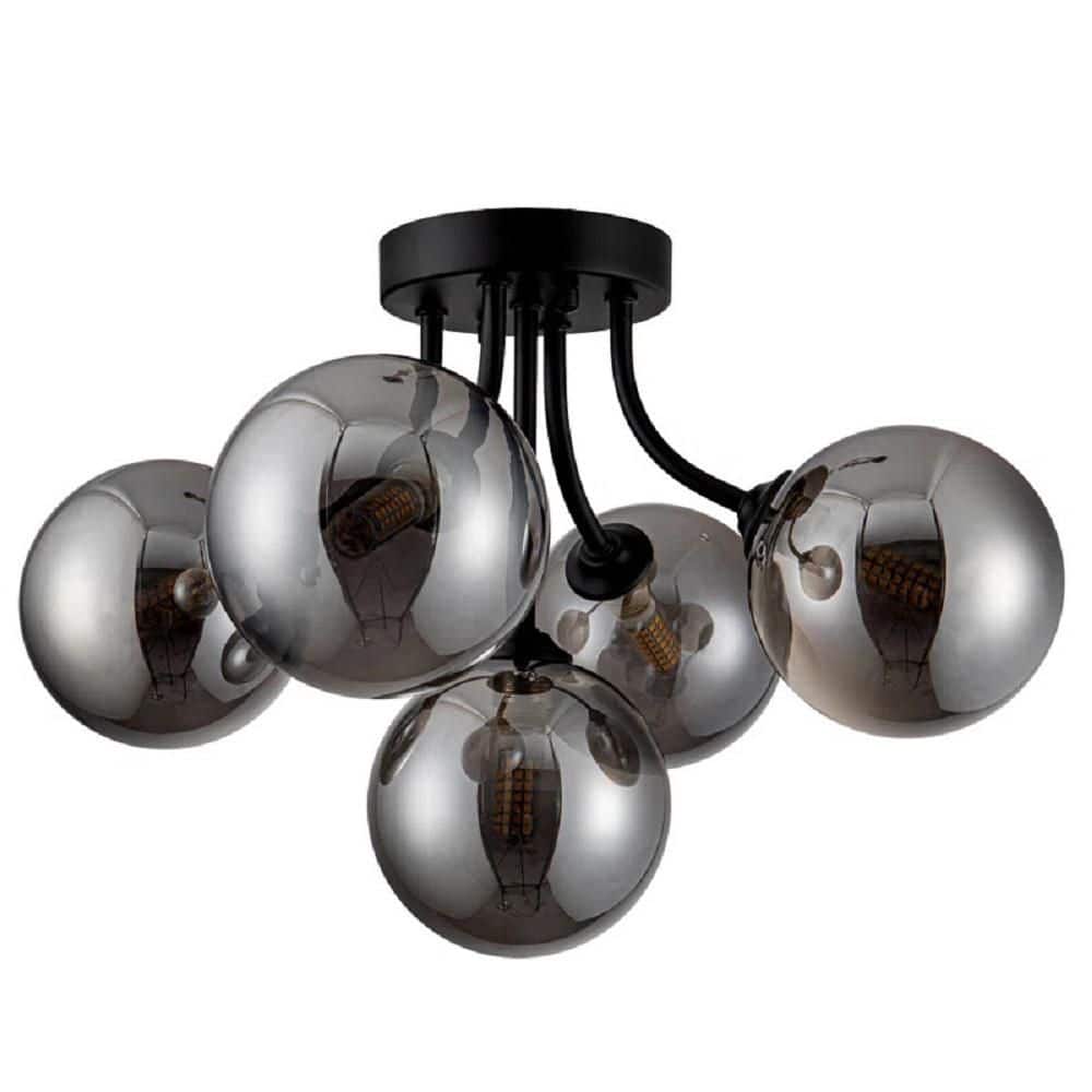 5-Lights Glass Flush Mount Light Sputnik Light Fixture Bathroom Ceiling Lig
