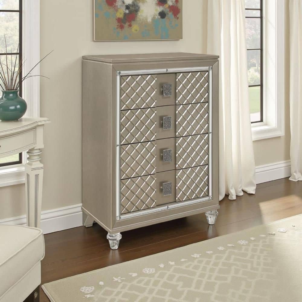 silver and gold dresser Mid Modernist Gold, Silver, White Mod 4-Drawer Dresser main image 0