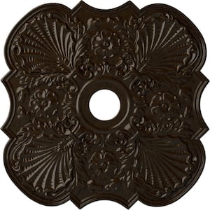 29 in. x 3-5/8 in. ID x 1-3/8 in. Flower Urethane Ceiling (Fits Canopies up to 6-1/4 in.), Bronze